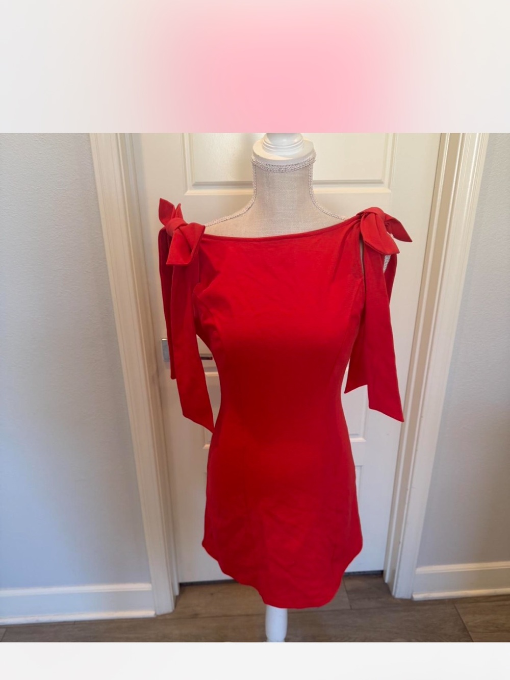 Red Tie-Shoulder Women's Dress